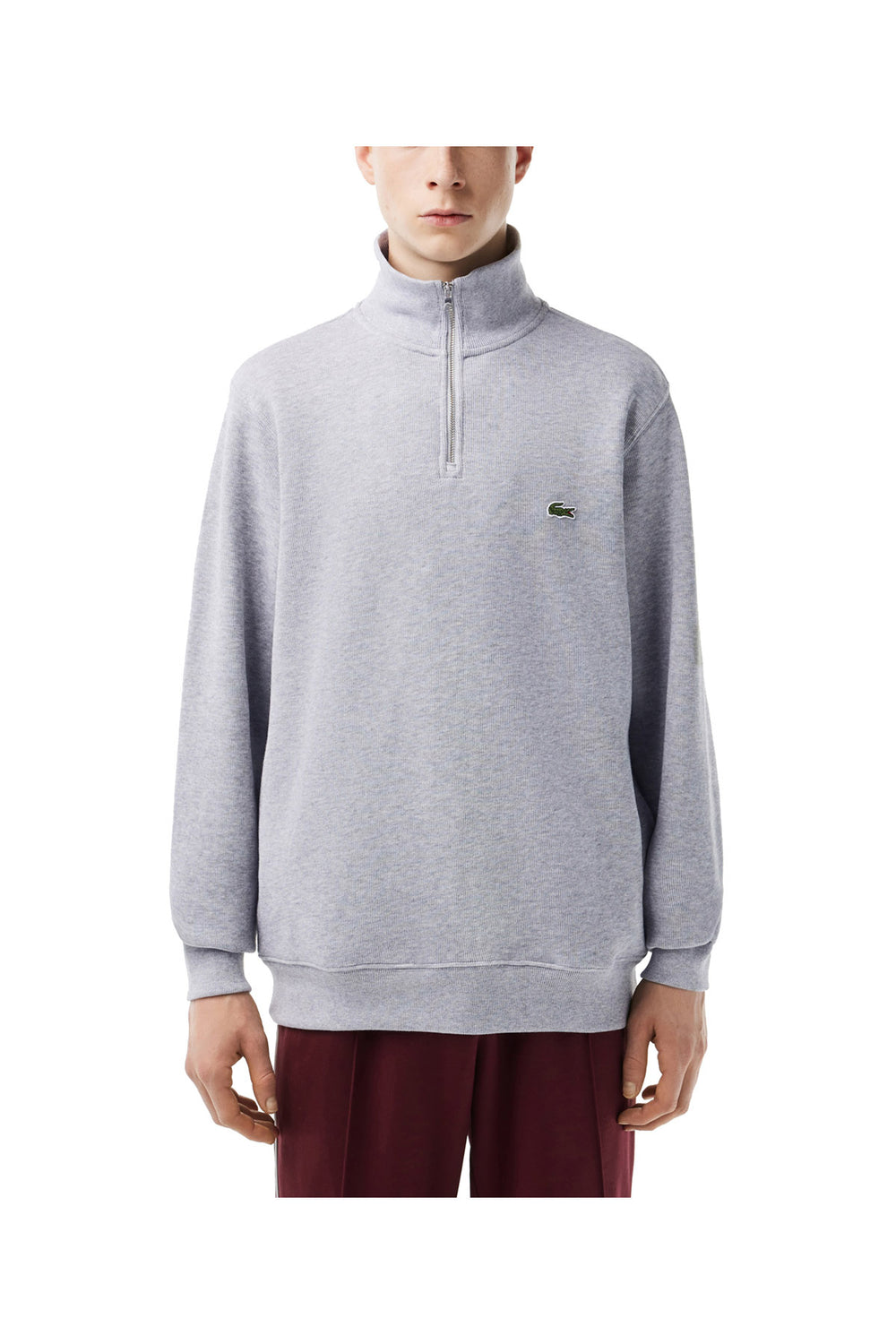 Lacoste Felpa Uomo Logo Iconico Sul Petto Grigio