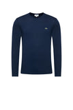 LACOSTE T-Shirt Uomo Logo Iconico Frontale Navy