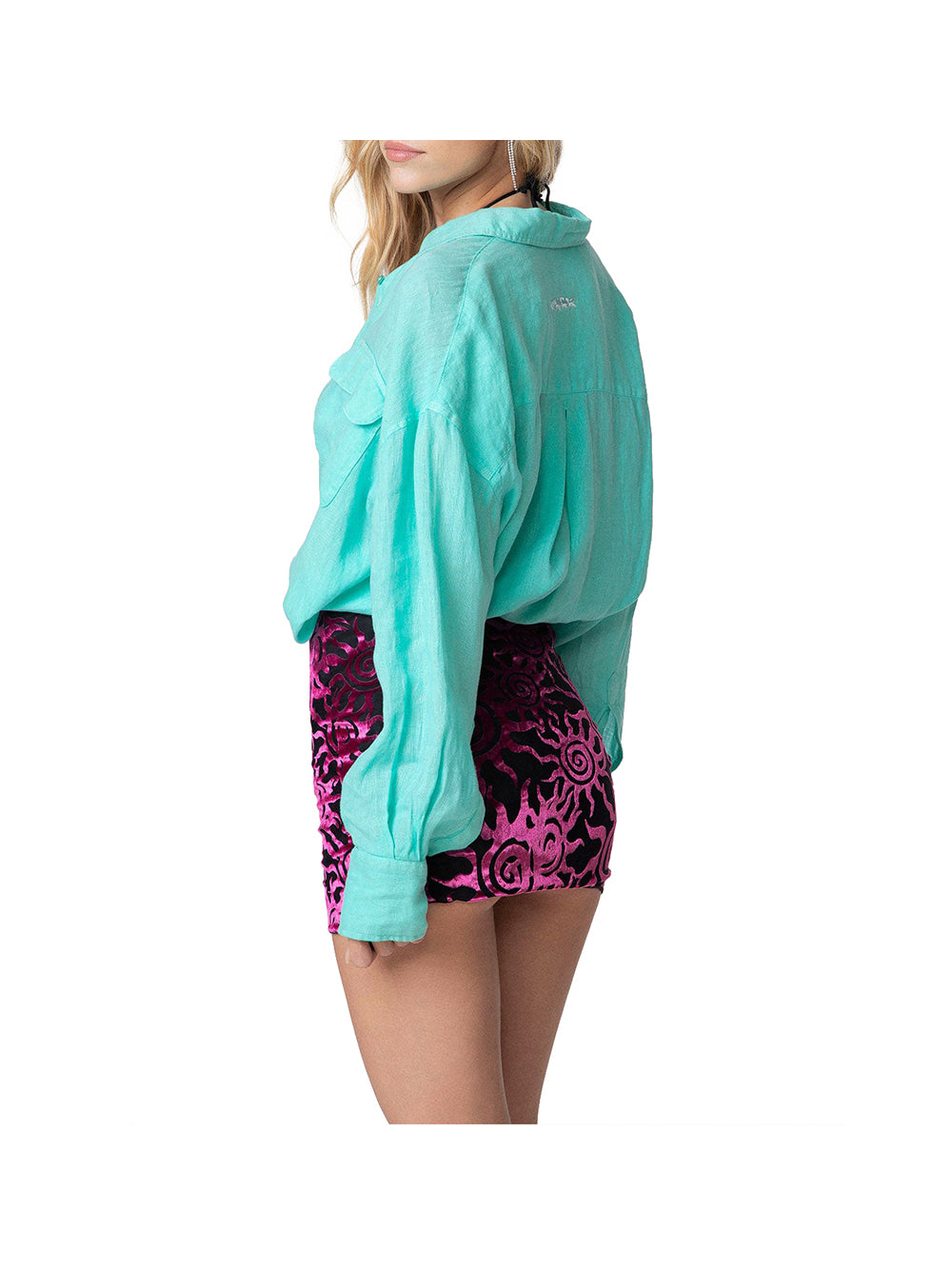 F**K VETRINA Camicia Over Donna - Acquamarina