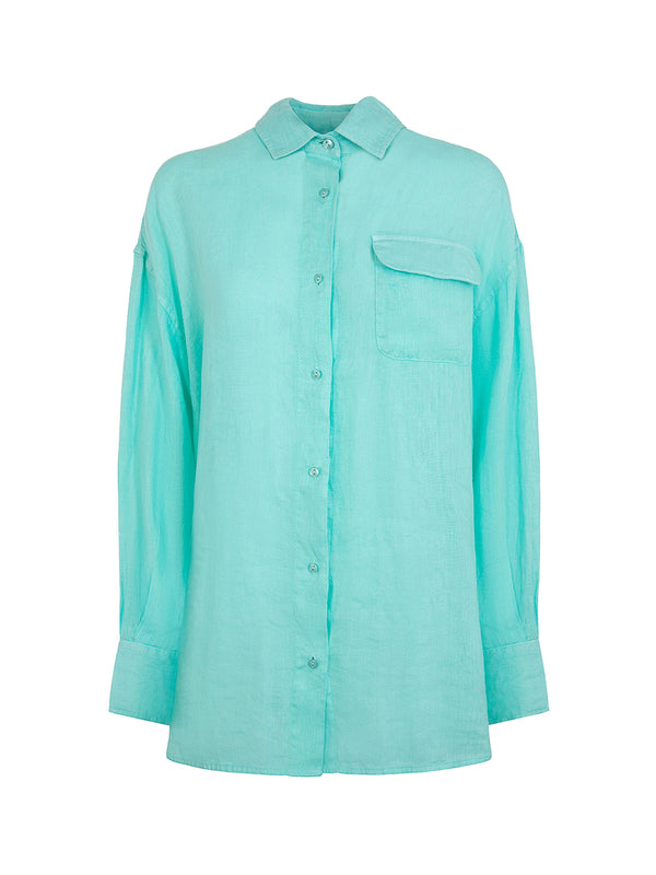 F**K VETRINA Camicia Over Donna - Acquamarina