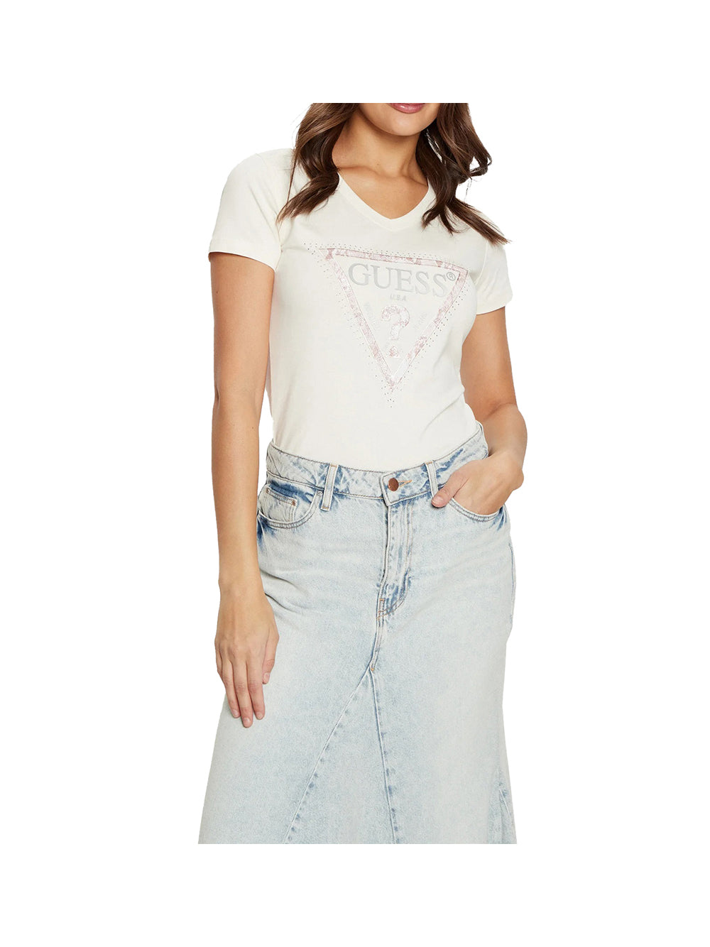 GUESS 1 USCITA T-Shirt Donna - Avorio