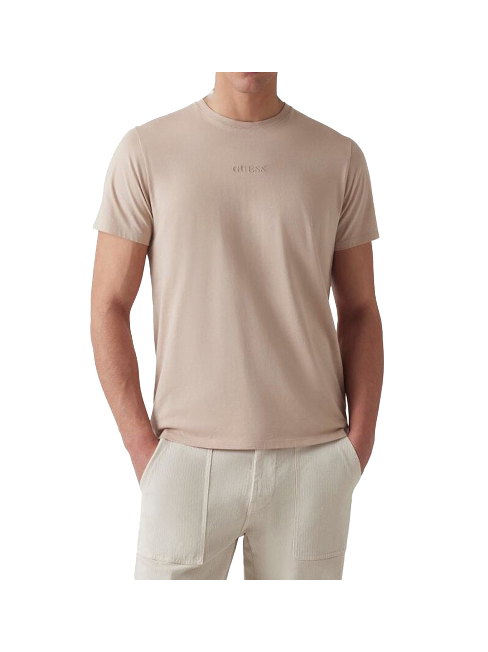 GUESS 2 USCITA T-Shirt Ss Emb Pima Crew - Biege