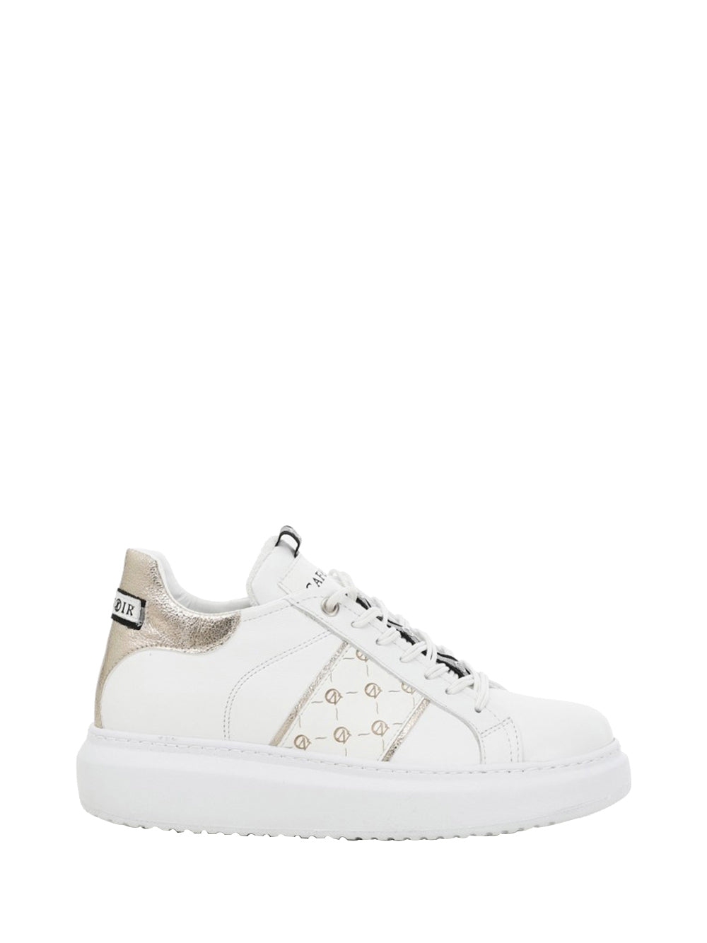 CAFE' NOIR STC Sneakers Café Noir In Pelle Con Fascia Logata Laterale Bianco