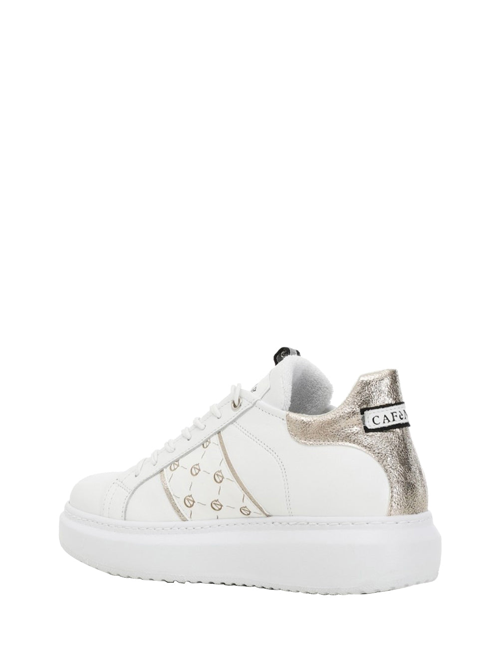 CAFE' NOIR STC Sneakers Café Noir In Pelle Con Fascia Logata Laterale Bianco