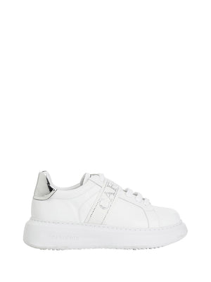 CAFE' NOIR STC Sneakers Café Noir In Pelle Con Nastro Logato Con Strass Bianco