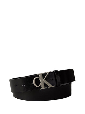 CALVIN ACC.2USCITA Cintura Calvin Klein Con Logo In Pelle Pieno Fiore - Nero