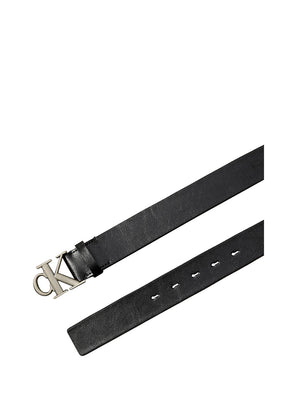 CALVIN ACC.2USCITA Cintura Calvin Klein Con Logo In Pelle Pieno Fiore - Nero