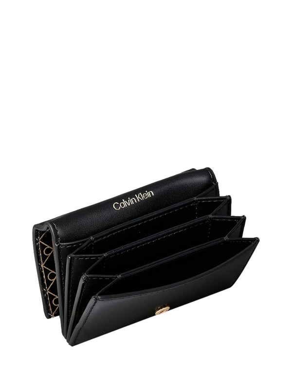 CALVIN ACC.2USCITA Portacarte Calvin Klein A Fisarmonica Con Logo Monogramma - Nero