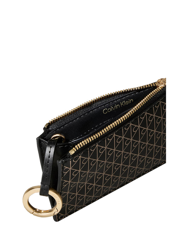 CALVIN ACC.2USCITA Porta Carte Calvin Klein Con Zip Superiore Con Logo Monogramma - Nero