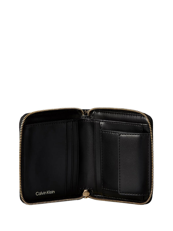 CALVIN ACC.2USCITA Portafoglio Calvin Klein Con Zip Quadrato Con Monogramma - Nero