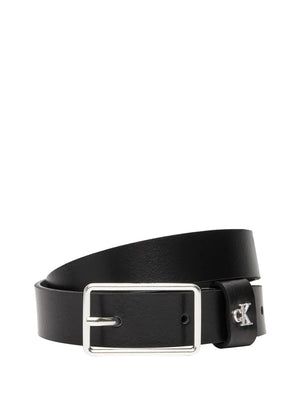 CALVIN ACC.2USCITA Cintura Con Fibbia Rettangolare Con Rvetto Con Monogramma Calvin Klein - Nero