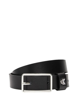 CALVIN ACC.2USCITA Cintura Con Fibbia Rettangolare Con Rvetto Con Monogramma Calvin Klein - Nero