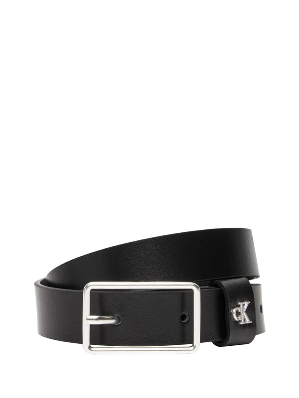 CALVIN ACC.2USCITA Cintura Con Fibbia Rettangolare Con Rvetto Con Monogramma Calvin Klein - Nero