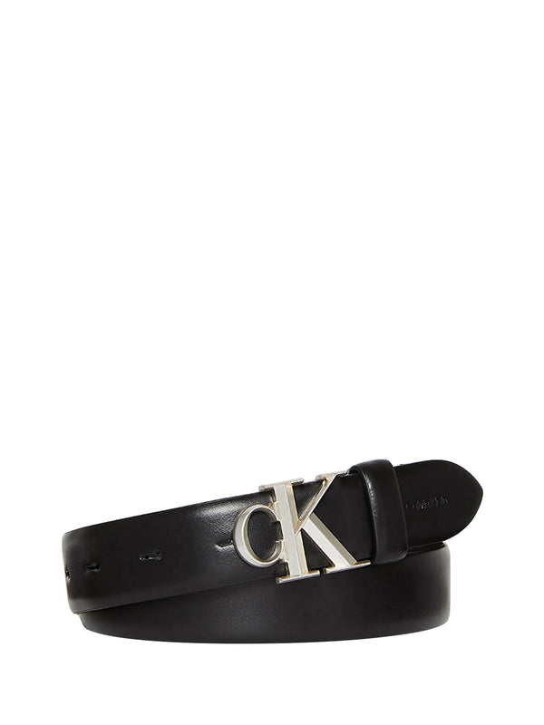CALVIN ACC.2USCITA Cintura Con Fibbia Calvin Klein Da 30 mm - Nero/Silver