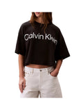 CALVIN2 1USCITA T-Shirt Corta Squadrata Con Grafica Con Logo - Nero