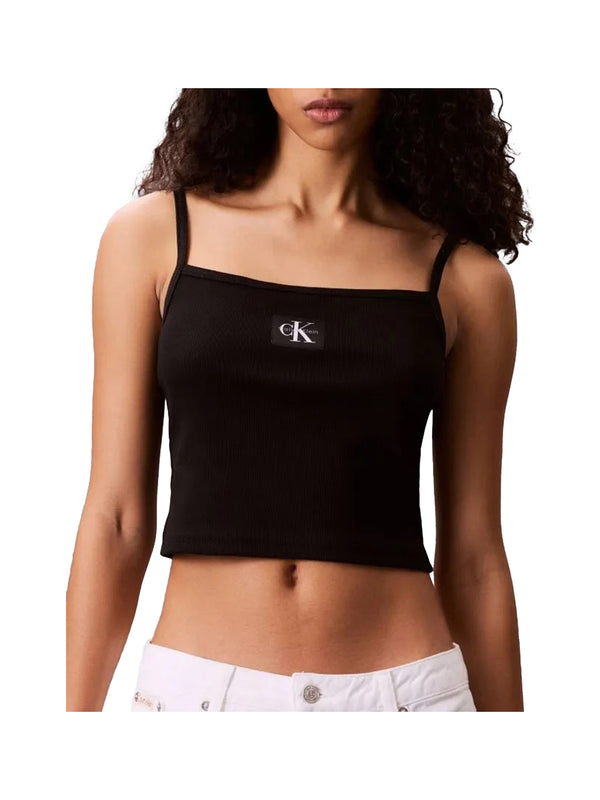 CALVIN2 1USCITA Top A- Woven Label Rib C - Nero