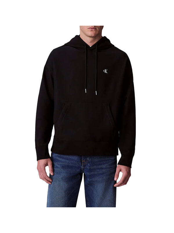 Calvin Klein Felpa Premium Terry Monogramma Uomo - Nero