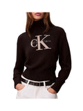 CALVIN2 2USCITA Maglione Calvin Klein A Collo Alto In Morbida Ciniglia - Nero
