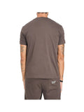 EA7 T-Shirt Ea7 A Manica Corta Marrone Da Uomo Con Bande Logate - Marrone