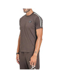 EA7 T-Shirt Ea7 A Manica Corta Marrone Da Uomo Con Bande Logate - Marrone