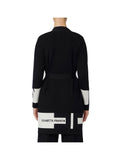 ELISABETTA FRANCHI 1USCITA Cardigan In Viscosa Con Bande Lucide - Nero/Milk