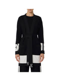 ELISABETTA FRANCHI 1USCITA Cardigan In Viscosa Con Bande Lucide - Nero/Milk