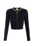 ELISABETTA FRANCHI 1USCITA Cardigan In Maglia a Rombi Con Dettaglio Gioiello - Nero