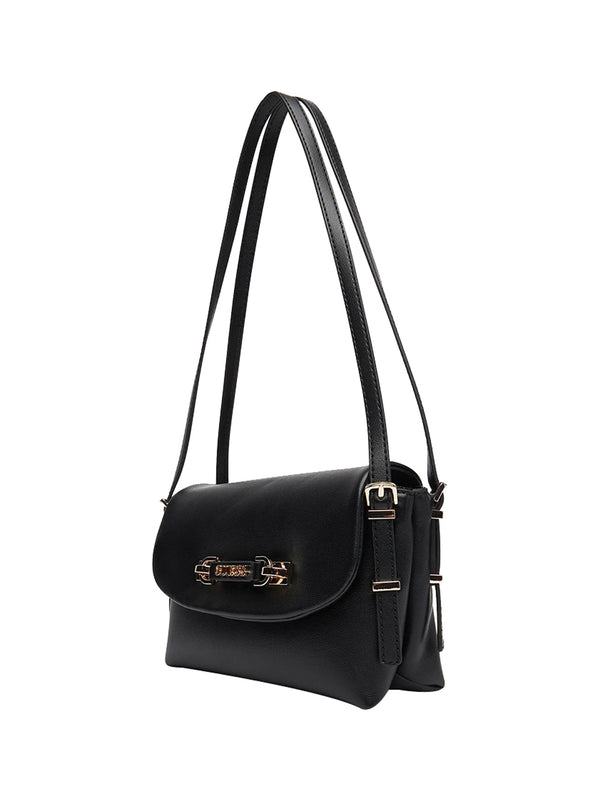 GUESS 1 USCITA Borsa a Tracolla Lefia Flap - Nero