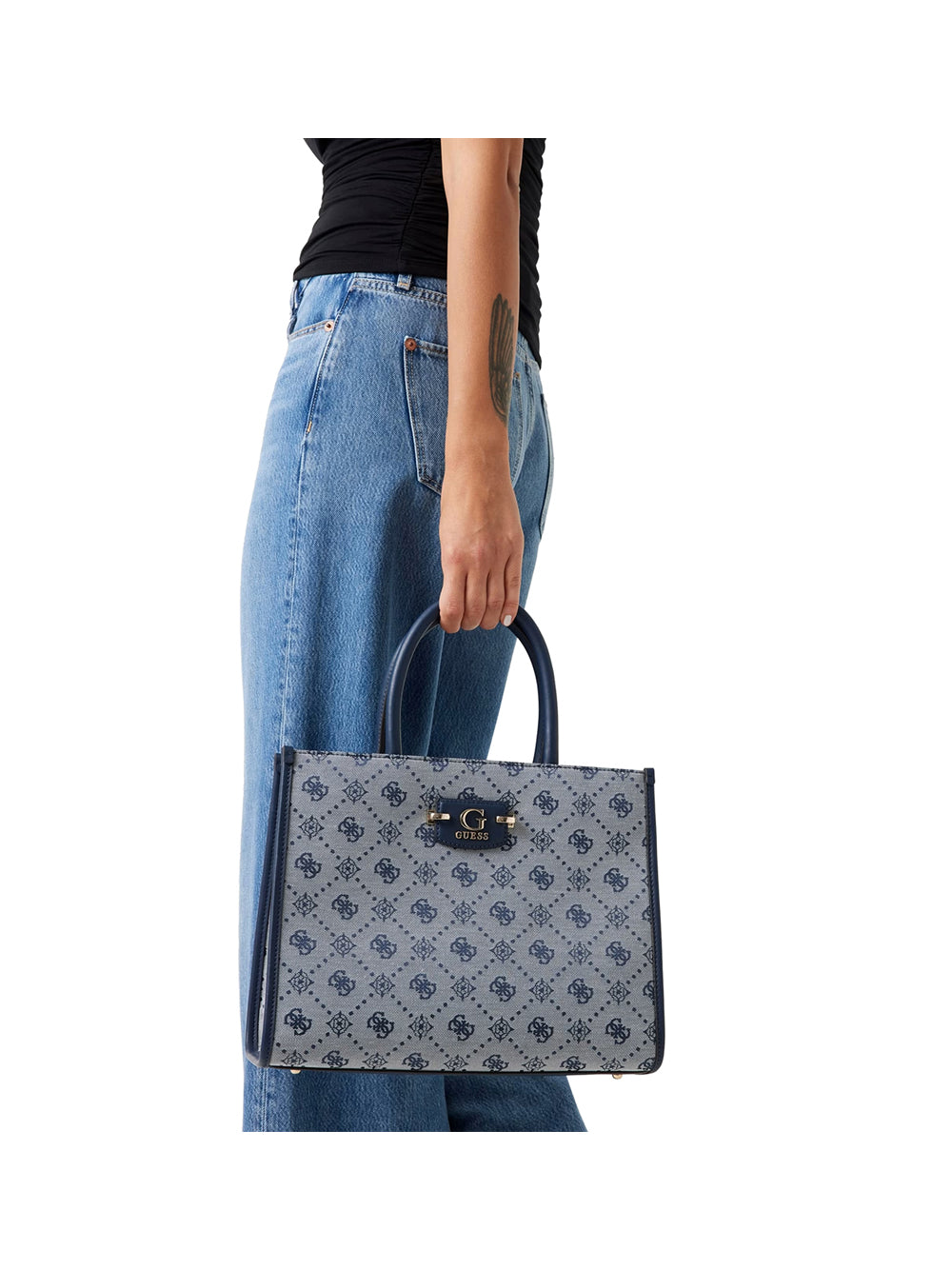 Guess Borsa a Mano Neda 2 Comp Tote Donna - Blu | Castellese