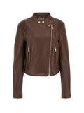 GUESS 1 USCITA Giacca Biker In Similpelle Saffiano - Marrone