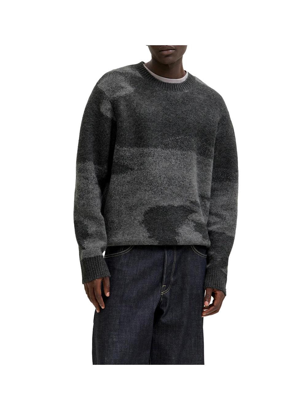 Jack&Jones Maglione Jack&Jones Jcolflare Knit Aop Crew Neck - Nero