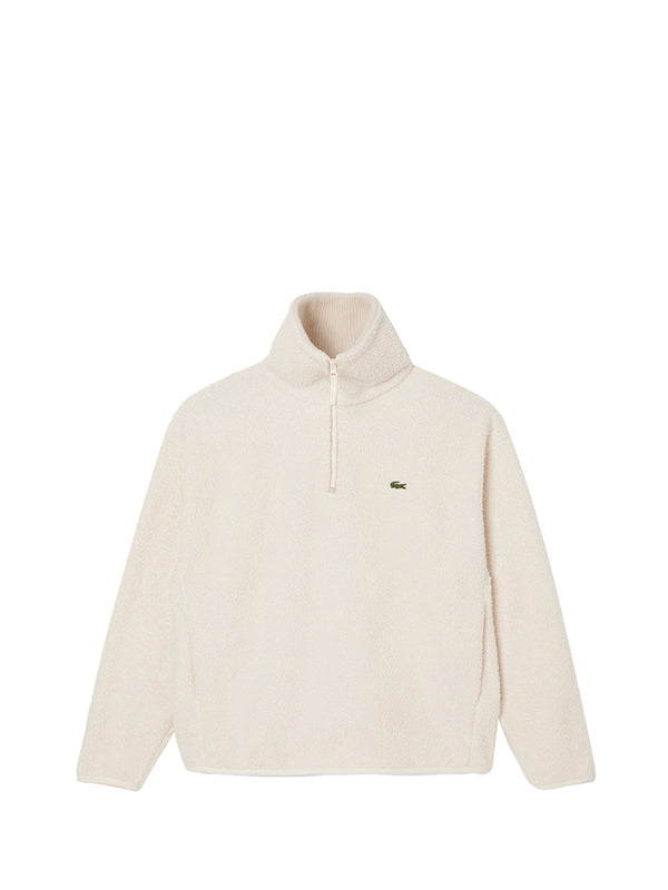 LACOSTE Lacoste Felpa in pile a collo alto con zip Bianco