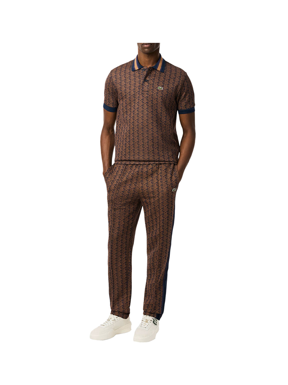 Lacoste Lacoste Pantaloni della tuta in con monogramma Paris Marrone