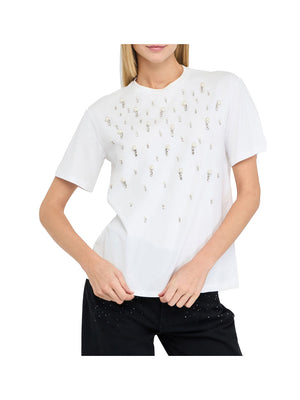 LIU.JO BLACK T-Shirt Liu Jo Con Perle E Strass - Bianco