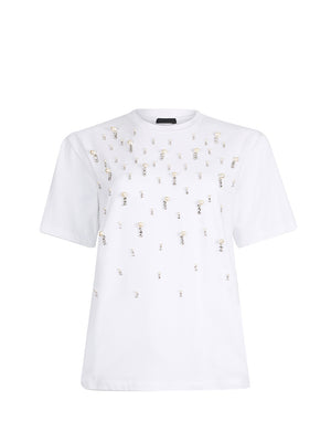 LIU.JO BLACK T-Shirt Liu Jo Con Perle E Strass - Bianco