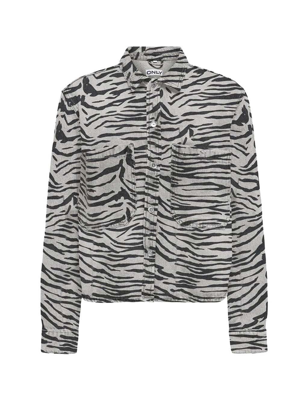ONLY STOCK Camicia Only Onlcassie Ls Zebra - Bianco/Nero