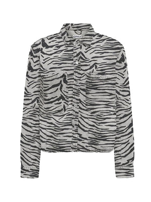 ONLY STOCK Camicia Only Onlcassie Ls Zebra - Bianco/Nero