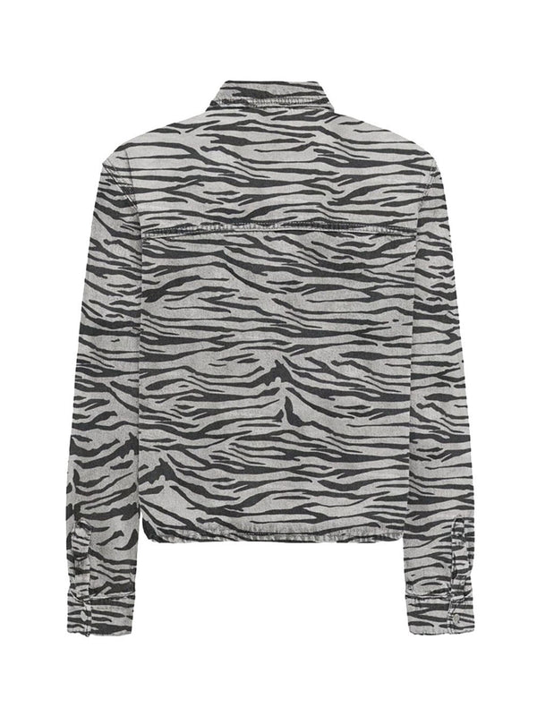 ONLY STOCK Camicia Only Onlcassie Ls Zebra - Bianco/Nero