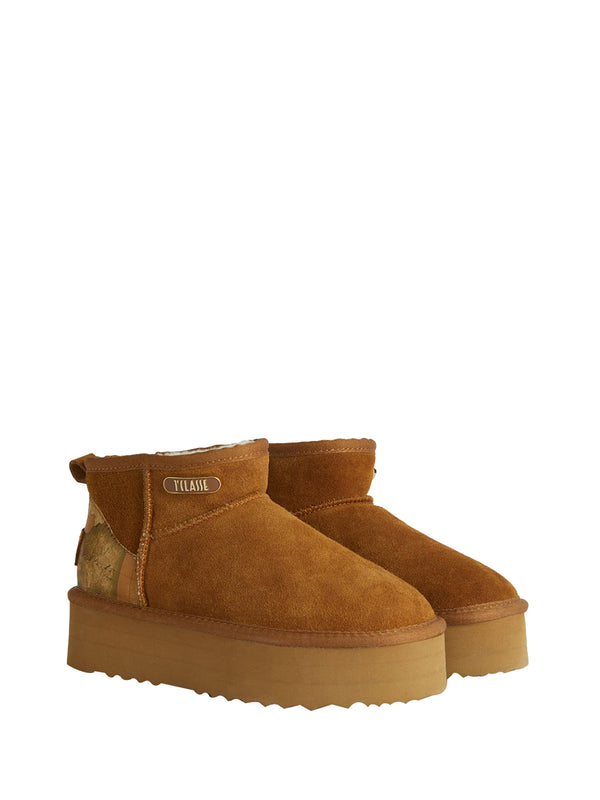 PRIMA CLASSE Stivaletti Prima Classe imbottiti in pelle scamosciata con logo smaltato Naturali