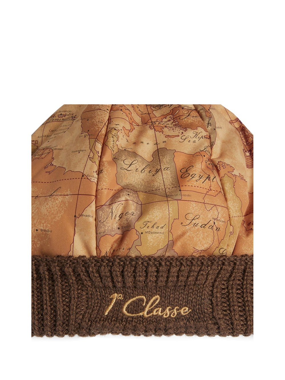 PRIMA CLASSE SETA Alviero Martini Cuffia in nylon Geo Classic con risvolto Castagna