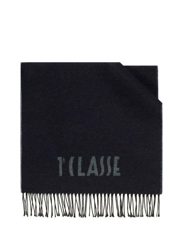 PRIMA CLASSE SETA Sciarpa con Logo piccolo 40x170 Blu Tirreno