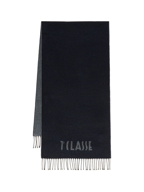 PRIMA CLASSE SETA Sciarpa con Logo piccolo 40x170 Blu Tirreno