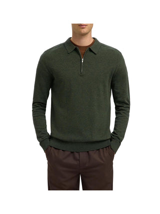 SELECTED STC Polo Slhberg ls Half Zip Selected - Verde