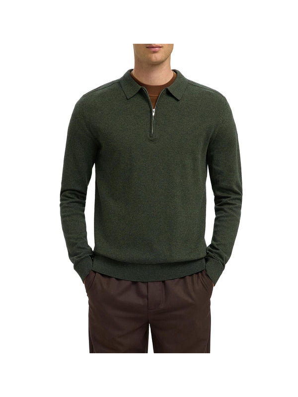 SELECTED STC Polo Slhberg ls Half Zip Selected - Verde