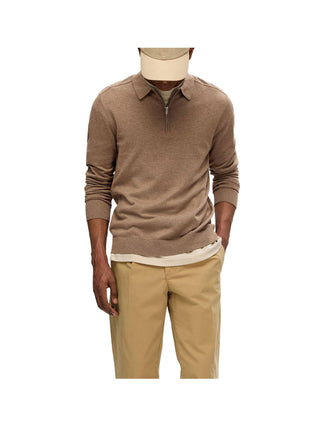 SELECTED STC Polo Slhberg ls Half Zip Selected - Marrone