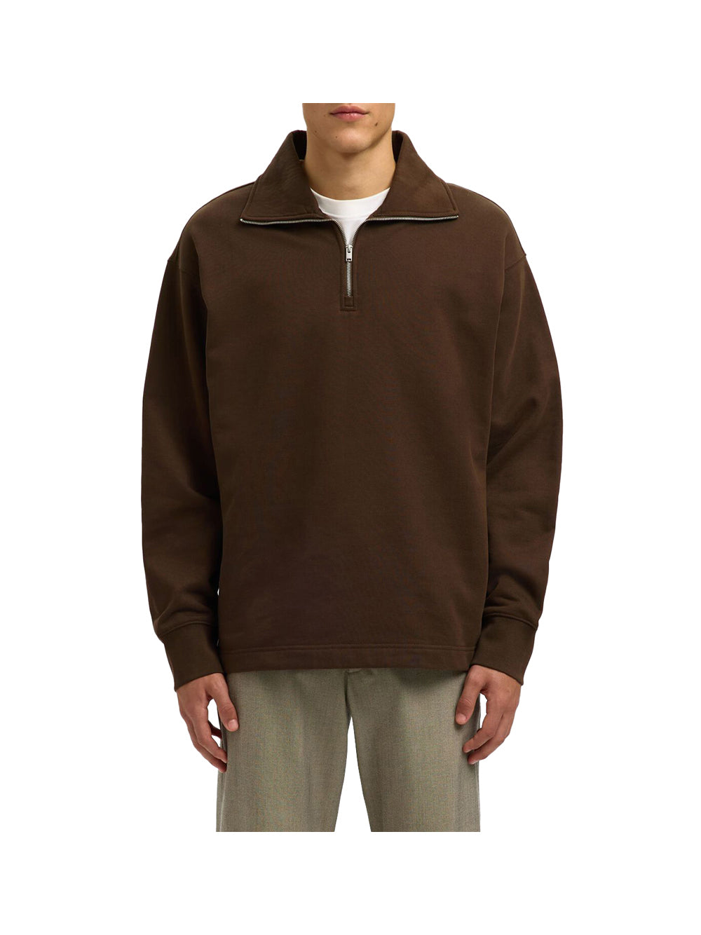 SELECTED STC Felpa Slhrelaxaron ls Half Zip Selected - Marrone