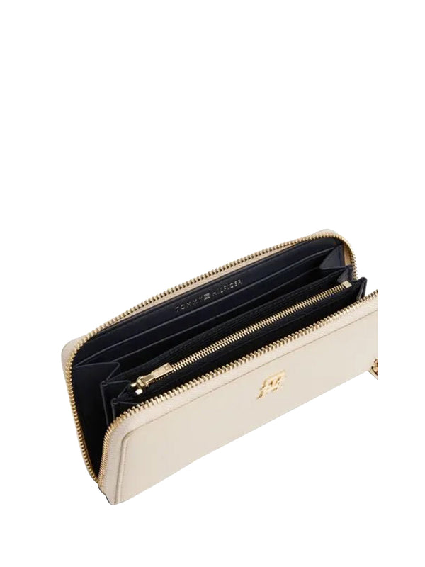 TOMMY HILFIGER 1USCITA Portafoglio Con Cerniera E Placca Monogramma - Beige