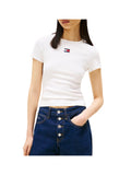 TOMMY JEANS 1USCITA T-Shirt Tjw Slim Badge Rib T Donna - Bianco