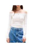 TOMMY JEANS 1USCITA T-Shirt Tjw Slim Essential L Donna - Bianco