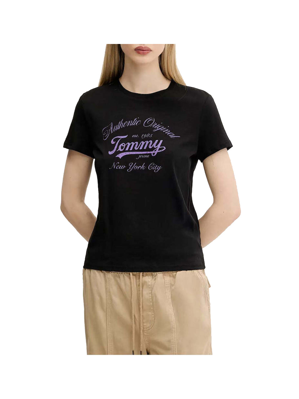 TOMMY JEANS 1USCITA T-Shirt Tjw Reg Essential Lo Donna - Nero